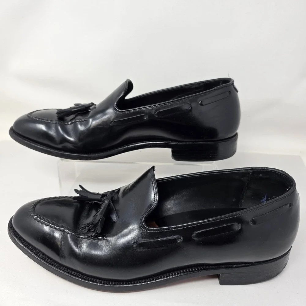 Johnston & Murphy Tassel Loafers Mens 10 D Aristocraft Black Leather Dress Shoes